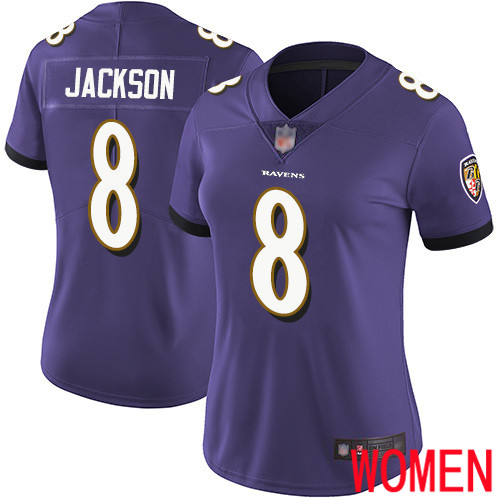 Baltimore Ravens Limited Purple Women Lamar Jackson Home Jersey NFL Football #8 Vapor Untouchable